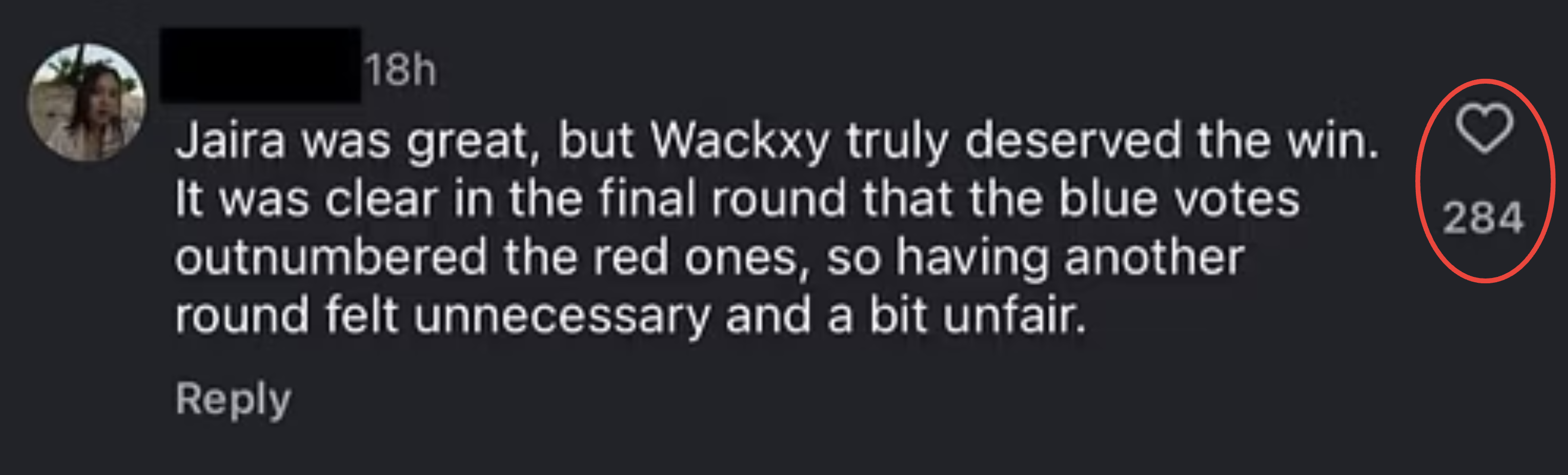 Instagram comment with 284 likes about Red Bull scoring controversy