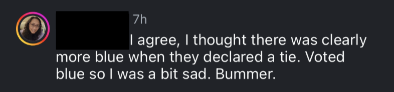 Comment about Red Bull tie controversy - more red votes than blue